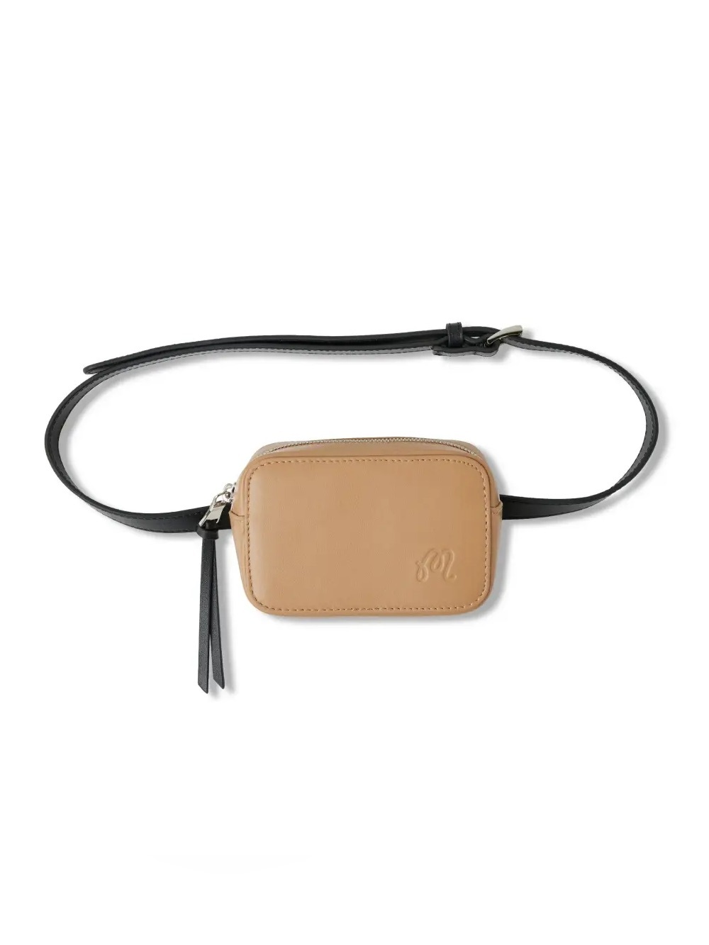 Malbon Golf Women’s Tan Leather Belt Bag with Black Strap New